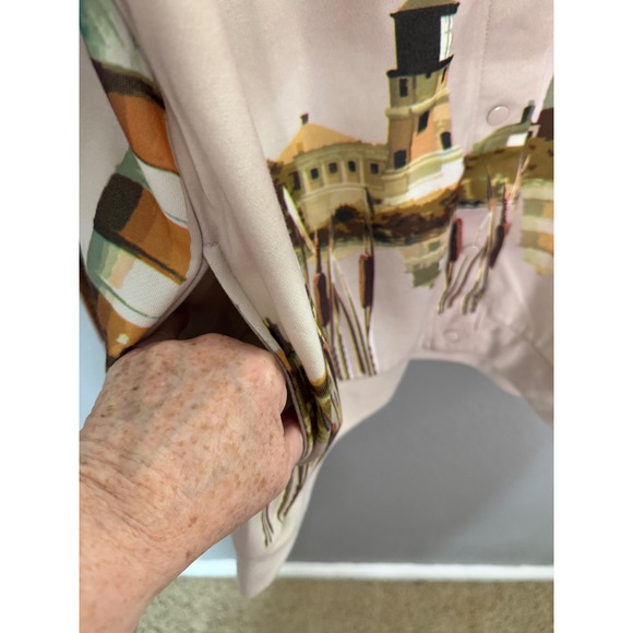 VTG Blair Fleece Sweatshirt Cardigan 2XL Tan Lighthouse Coastal Grandma Oversize - Picture 7 of 9